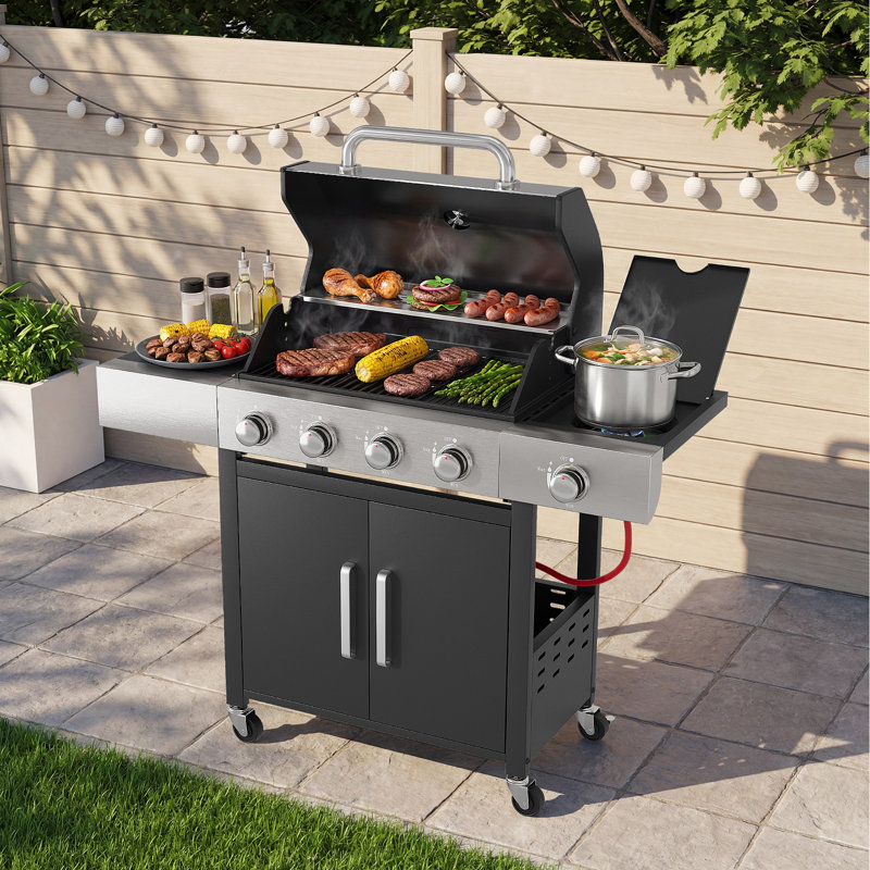 Barbecue au gaz en acier inoxydable de 47,2 po avec brûleur latéral 47,2 po Family Party