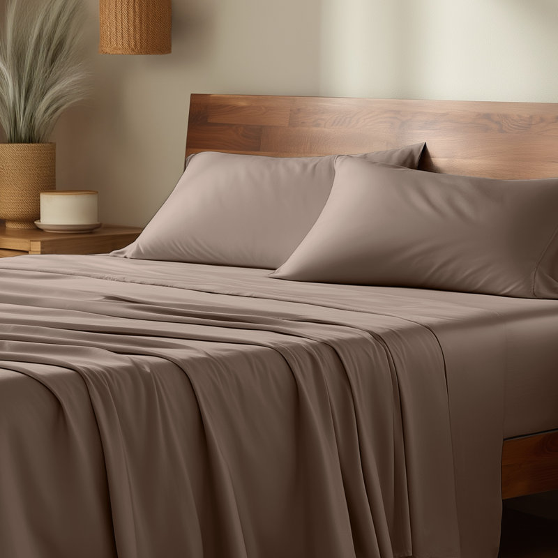 Sheet Set - Rayon from Bamboo, Black, Twin XL Sheet Set with 1 Pillowcase