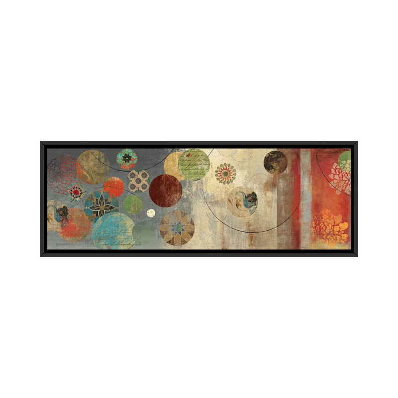 « mosaic cercles i » par aimee wilson, impression sur toile tendue, H 12 po x l 36 po x P 1,5 po, Cadre noir