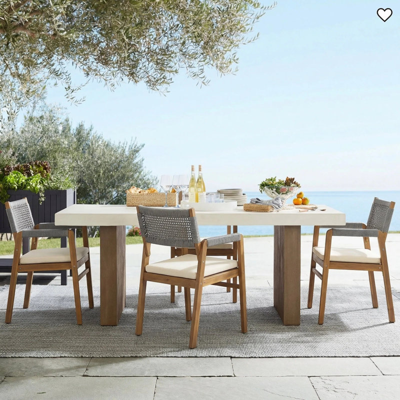 Brendalyn Rope Woven Acacia Dining Chair Set, Teak/Gray
