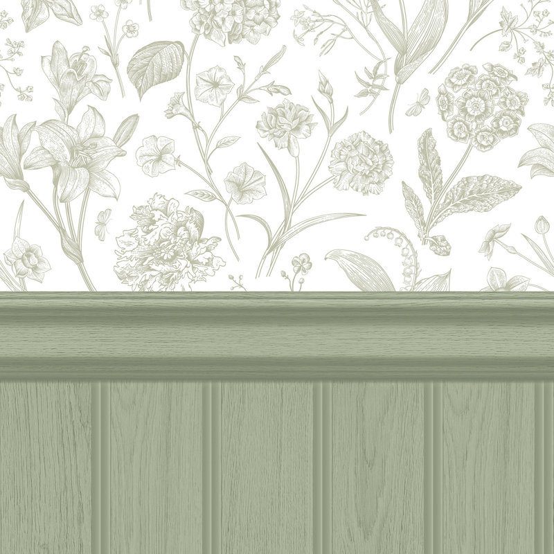Tongue And Groove Floral Toile, Sage