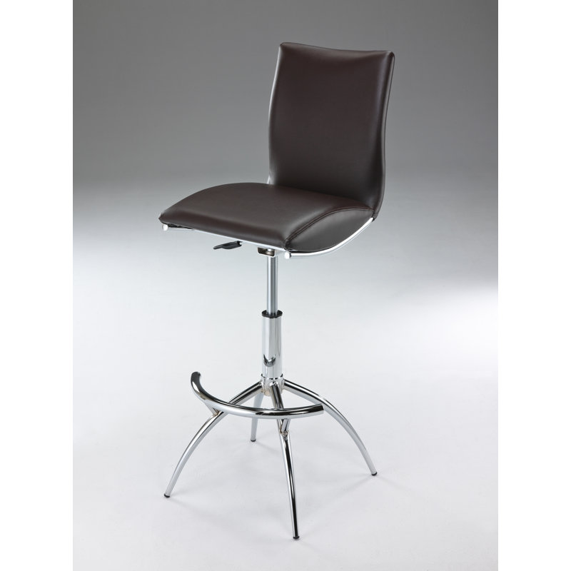 Demorest Swivel Upholstered Adjustable Height Counter Stool, Brown