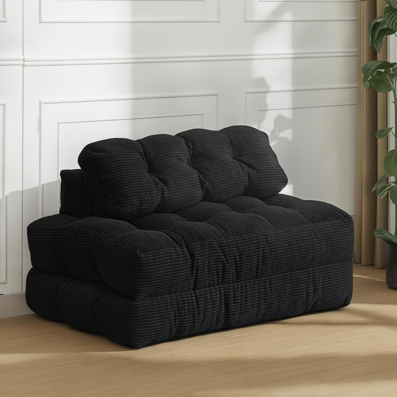 135 Upholstered Futon, black