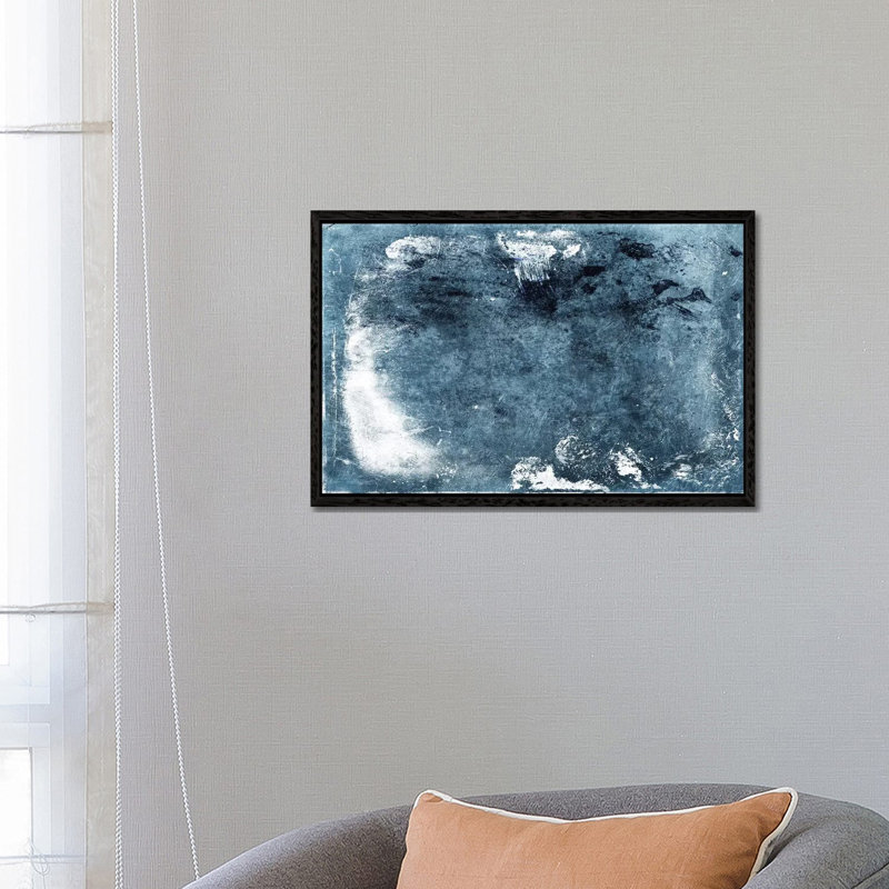 Bluestone Abstract by Mlli Villa - Print on Canvas, 45.72cm H x 66.04cm W x 3.81cm D, Black Floater Framed