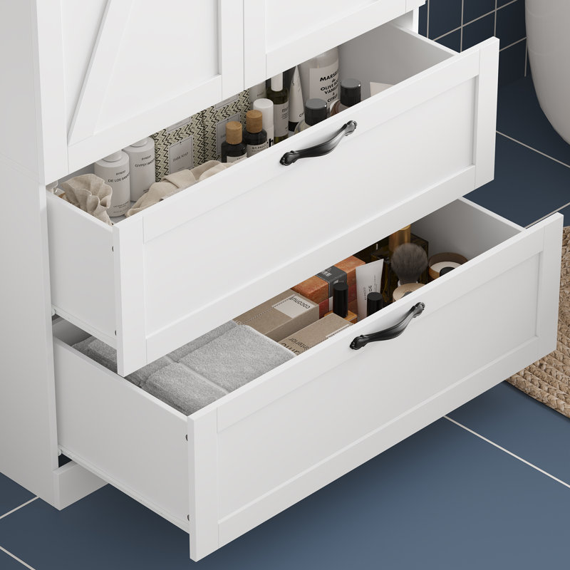70.3" H Freestanding Bathroom Cabinet With 2 Drawers, White
