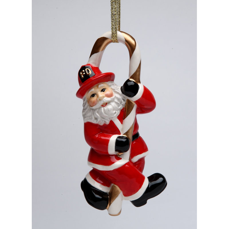 Figurine suspendue Père Noël pompier