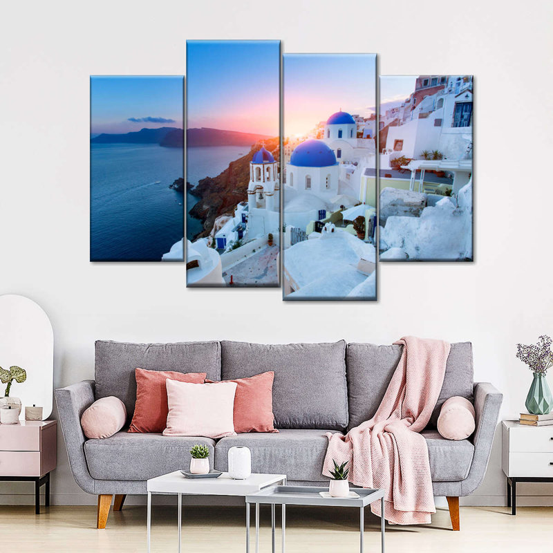 «Ch Church In Santorini», reproduction d'art sur toile, H 52 po x l 32 po x P 1,25 po