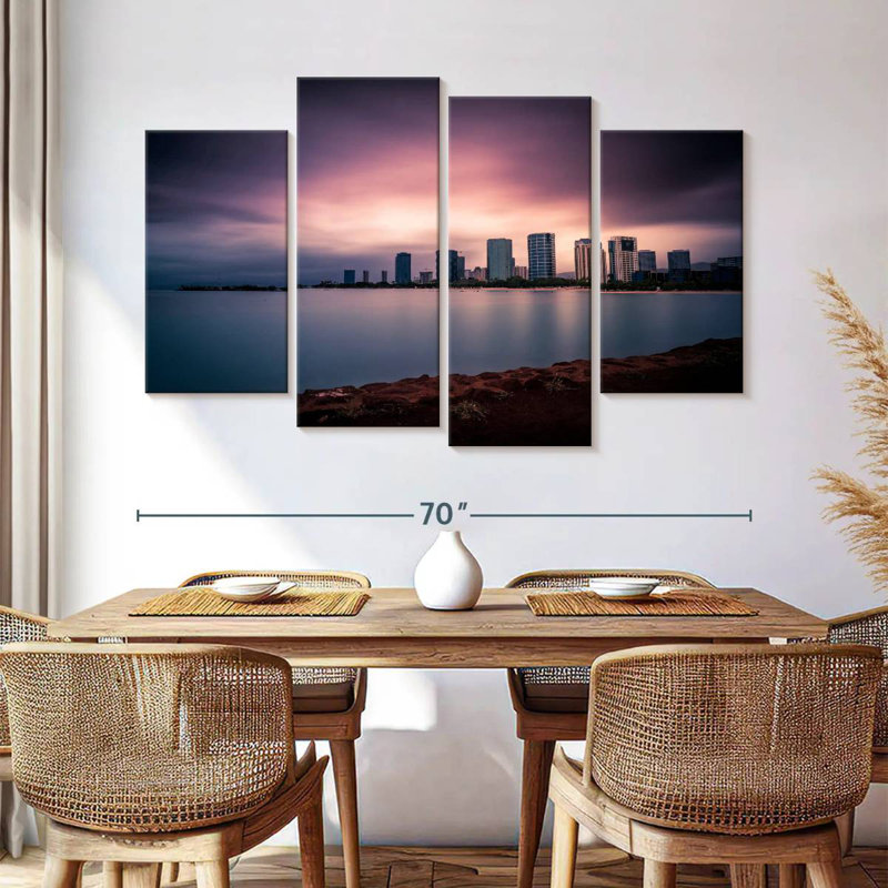 Sireci Honolulu Purple Sunset Skyline, 42"H x 68"W