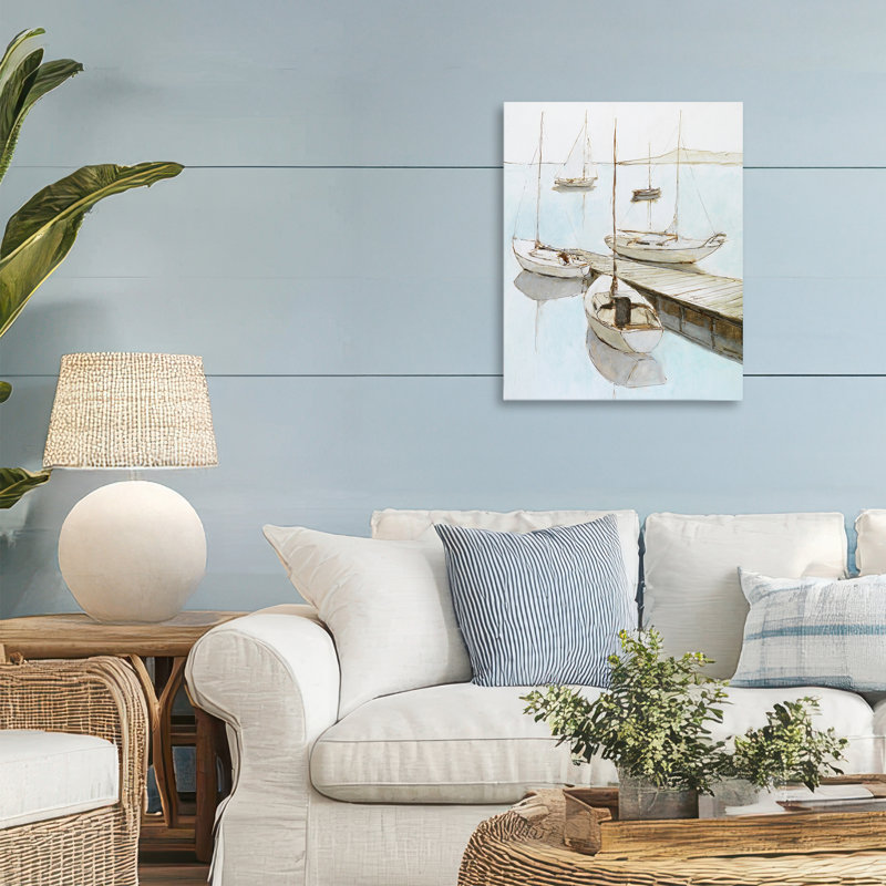 «Docked Sails Coastal Scene», conception par Lorenzo Collective, H 20 po x l 16 po