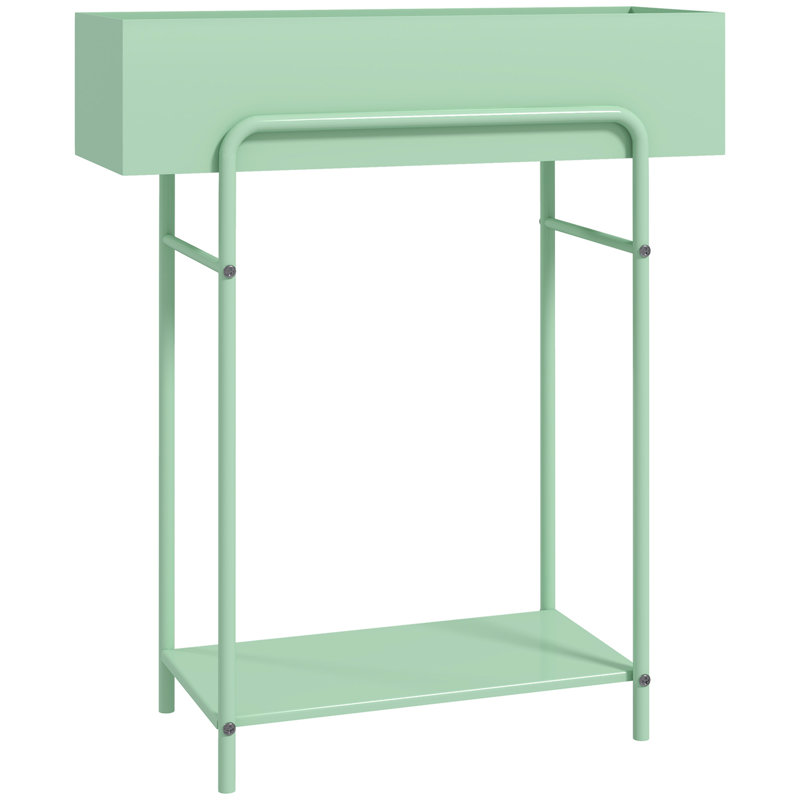 2 Tier Plant Stand 60*26*70 cm Steel 1 Piece Plant Stand Green with Storage Shelf