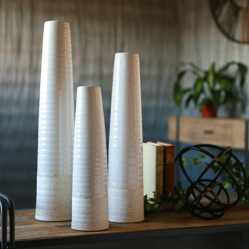 Goetz Handmade Stoneware Floor Vase, 15.5" H x 4" W x 4" D, White
