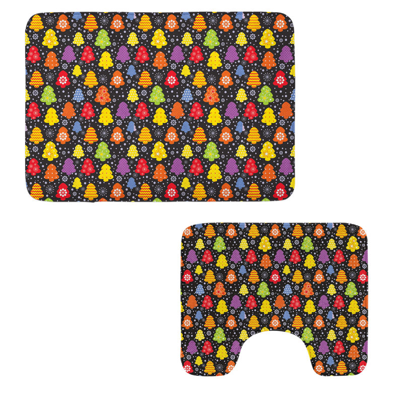  Multicolore ensemble de tapis de salle de bain Tree