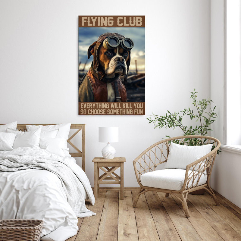 Boxer Dog Flying Club - 1 pièce, impression sur toile tendue, H 36 po x l 24 po x P 1,25 po
