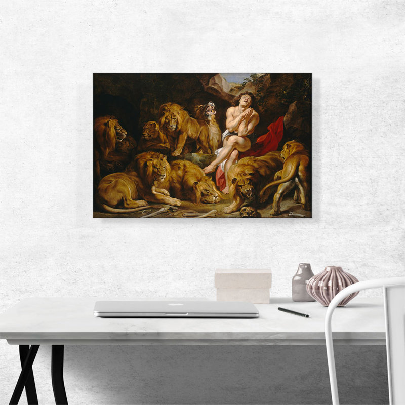 «Daniel in the Lions 'Den» par Peter Paul Rubens, reproduction d'art sur toile tendue, H 18 po x l 26 po x P 0,75 po