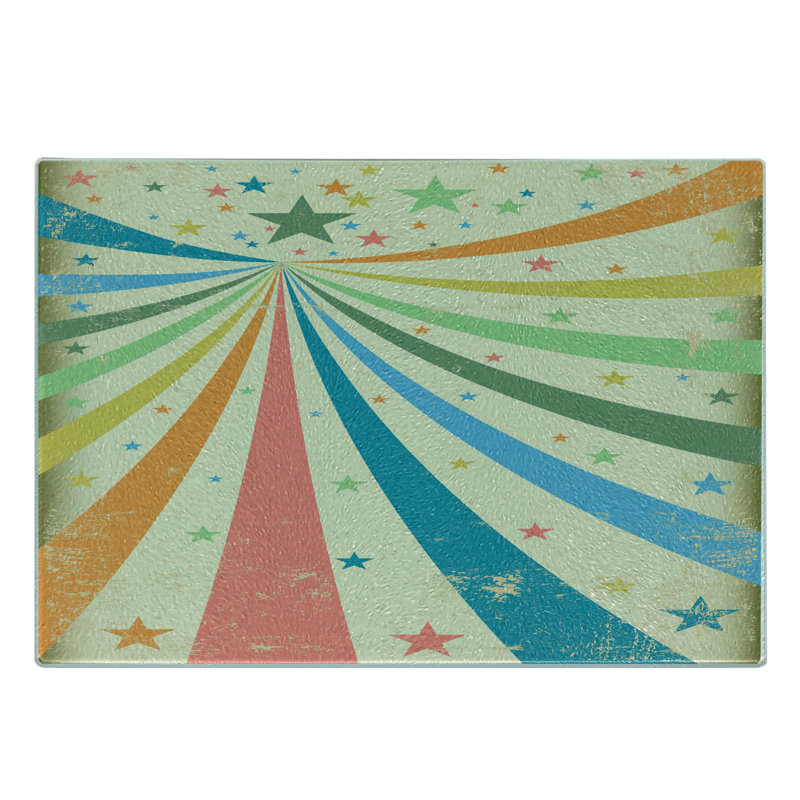 Ambesonne Circus Tempered Glass Cutting Board Rainbow Background Print Multicolor
