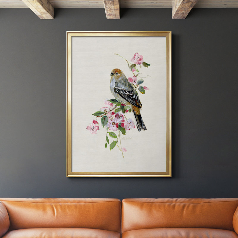 «Spring Song Goldfinch», peinture sur toile encadrée, Or, H 26,5 po x l 36,5 po x P 1,5 po