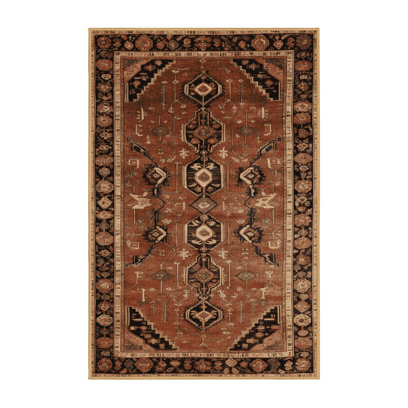 Tapis brun lavable à la machine, Rectangle 7 pi x 9 pi