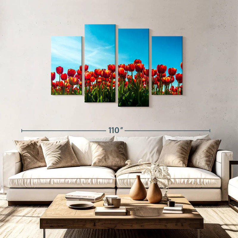 Fleurs de tulipes rouges Harnek, H 48 po x l 75 po