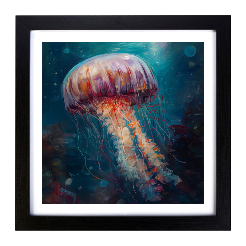 Jellyfish Post-Impressionism - Framed Print, Black
