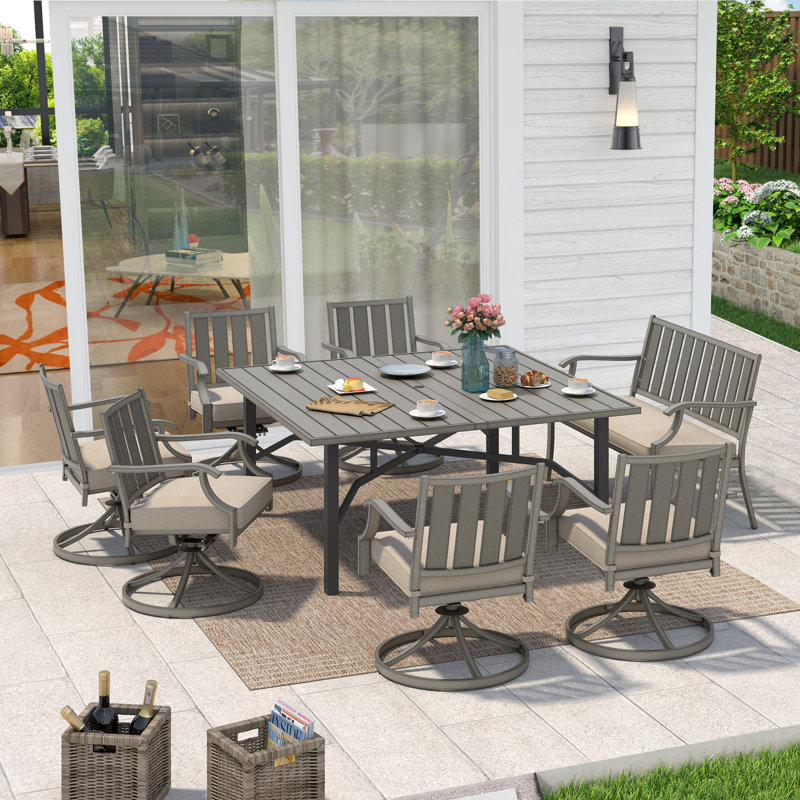 Azur Square 8 - Person 63.2" Long Dining Set with Sunbrella® Cushions