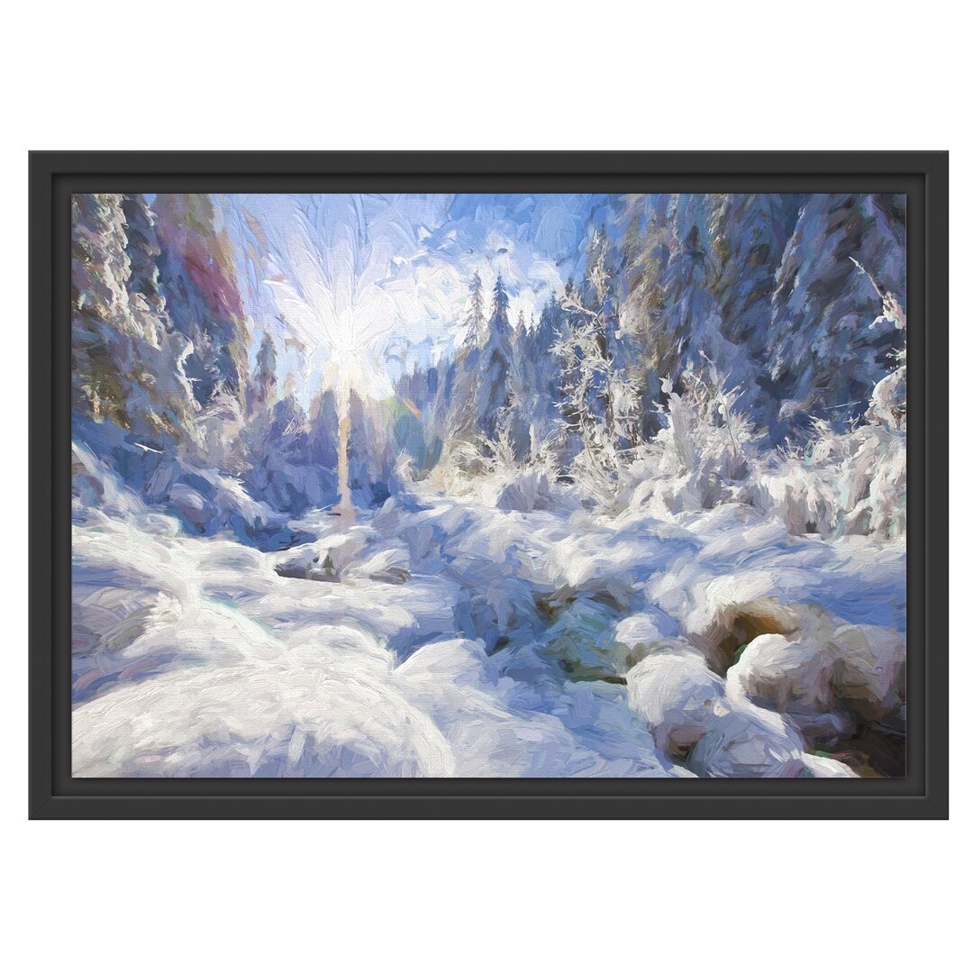 Gerahmtes Wandbild Sonnenstrahlen Wald