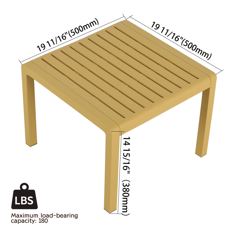 2-Piece PP Single-Seater Chairs + Coffee Table Set, Brick Yellow