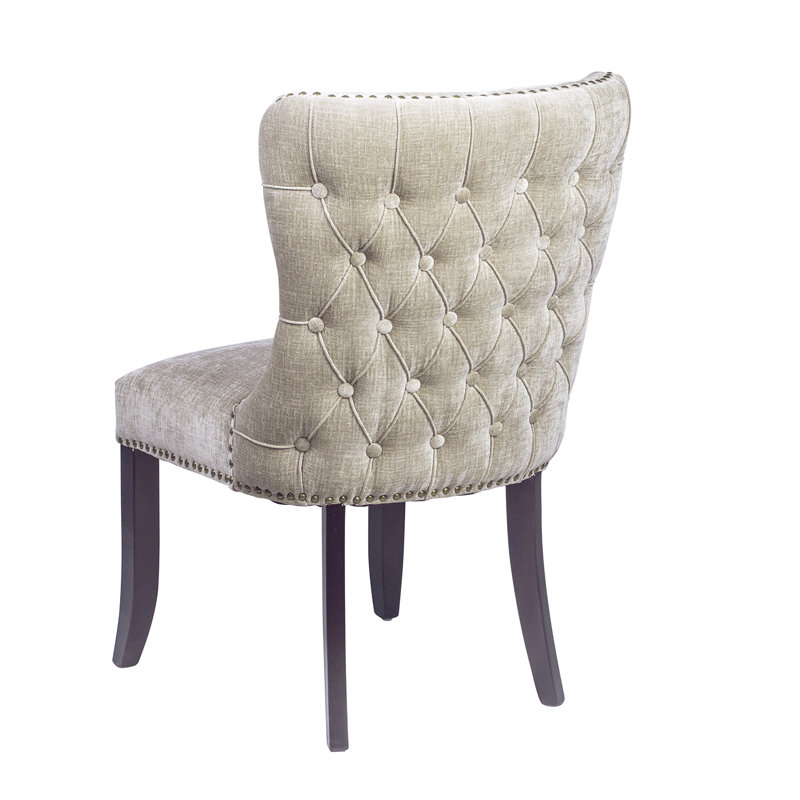 Chaise d’appoint rembourrée capitonnée Jansen, Beige argenté