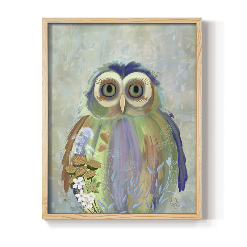 Fantastic Florals Owl Framed Print - Solid Wood, 15" H x 12" W