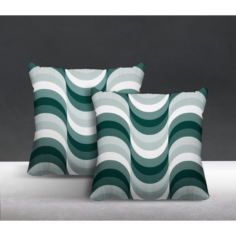 Coussin décoratif carré intérieur / extérieur Slivno, L 17 po x H 17 po, Émeraude