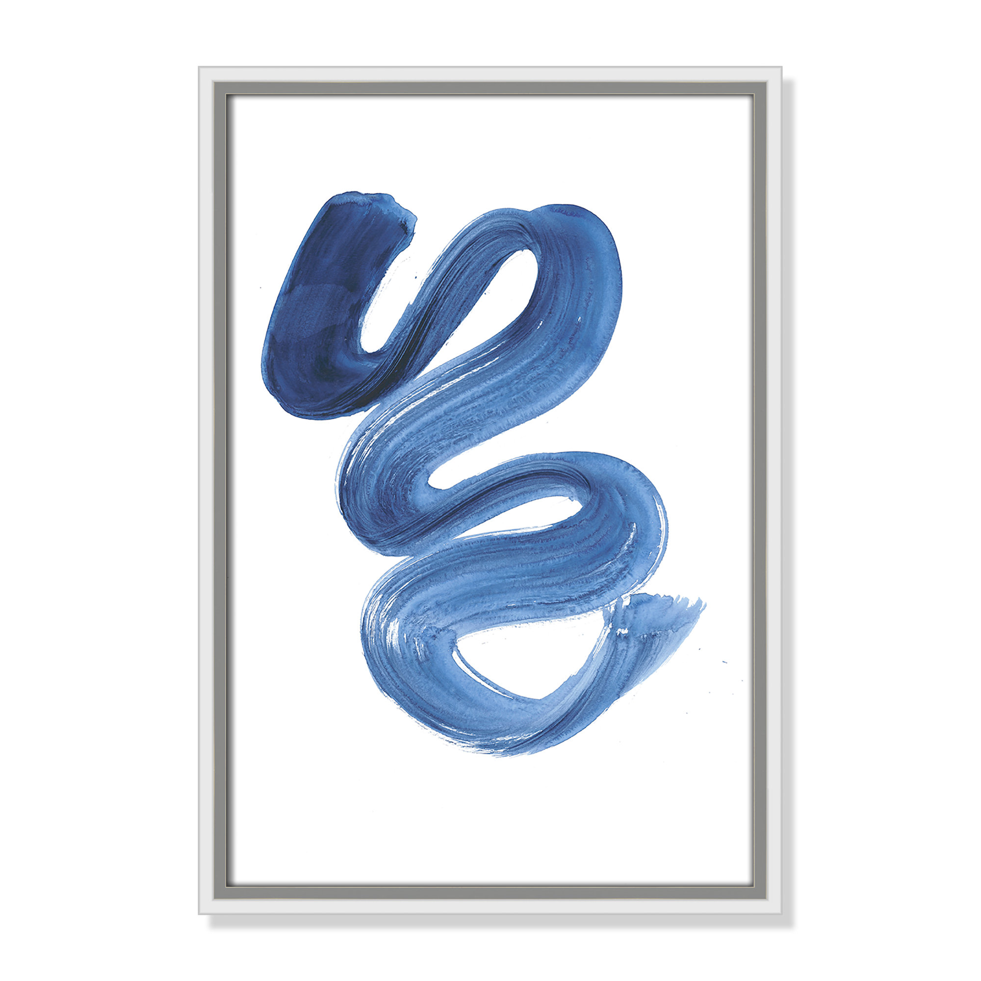 Slinky Indigo II by Filippo Ioco  - Painting Print, 19.5" H x 13.5" W x 2" D, White Framed Canvas