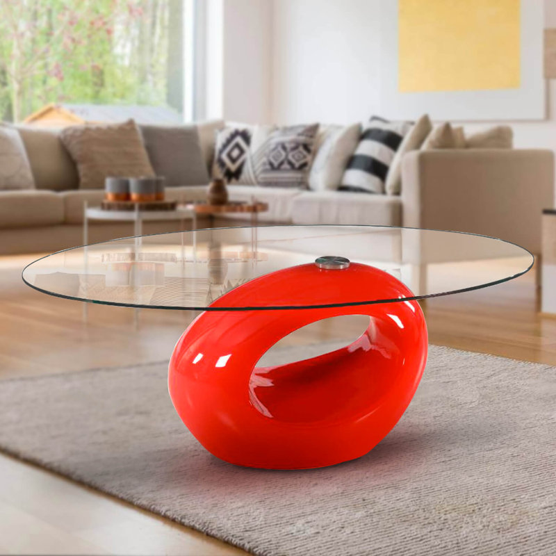 Table basse en verre, Rouge