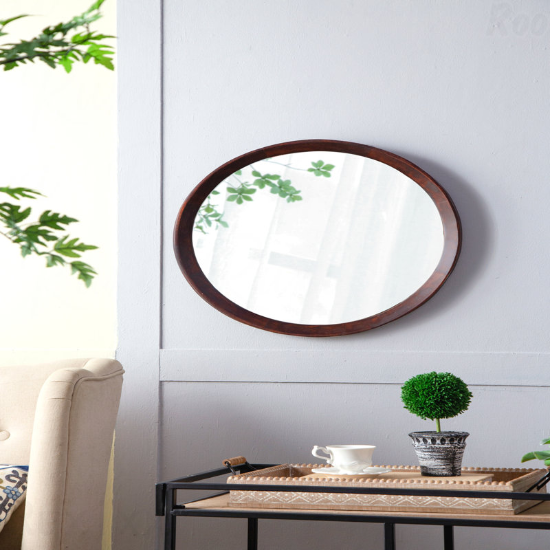 Miroir d'appoint mural 20 po x 1,5 po style transitionnel, Brun