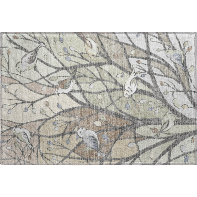 Tapis botanique de qualité supérieure lavable à la machine Mayfield AMF2336, Beige, 1 pi 8 po x 2 pi 6 po