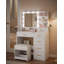 Dressing Table with 3-Colour LED Adjustable Brightness, Vanity Table with Plug and Large Mirror, Stool and Hairdryer Holder, Muti-Drawer Dressing Table, 6 Open Storage Areas,-1207974949