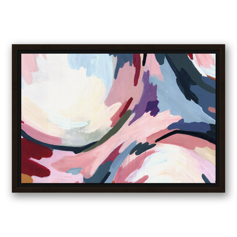 « rose radial water abstract », reproduction d’art sur toile tendue, H 12 po x l 18 po, Cadre brun