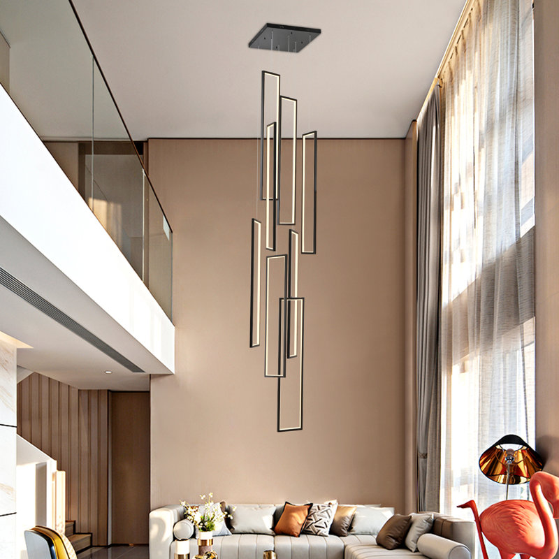 Keysha 8 - Light Rectangle LED Dimmable Pendant Long Staircase Chandelier