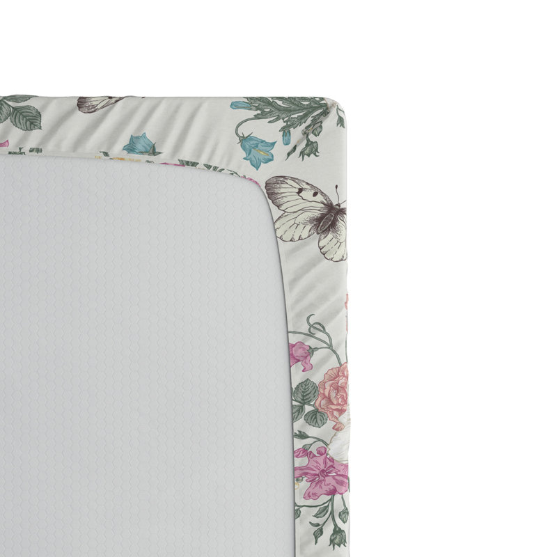 Microfiber Floral Fitted Sheet, Twin Fitted Sheet, Light Pink/Gray Floral 24