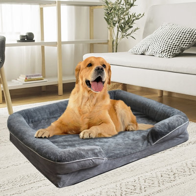 Lit pour chien en mousse à mémoire de forme pour chiens de très grande taille, canapé imperméable avec housse amovible et dessous antidérapant, canapé pour chien de 34 po x 26 po x 7,8 po pour les grandes races