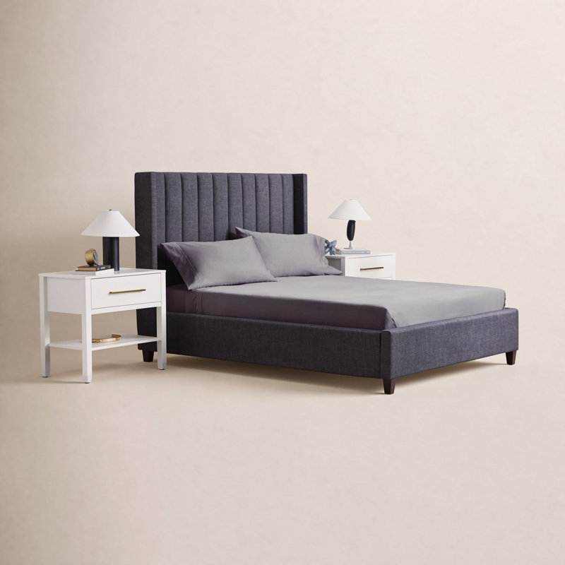 Supima Sateen Sheet Set, Dark Gray, Split Cal.King Sheet Set+1Fitted Sheet+2Pillowcase