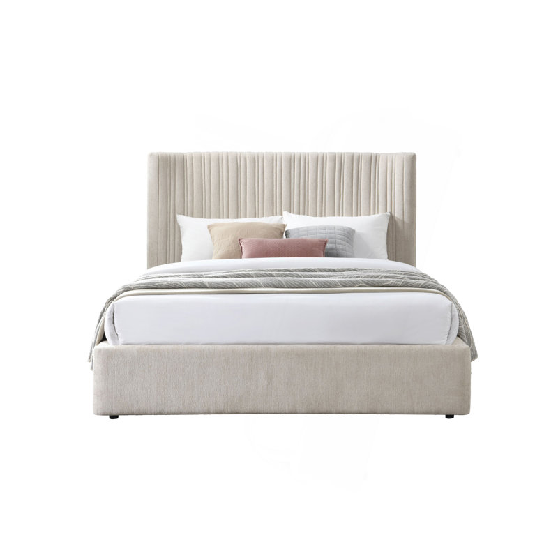 Lit en tissu Loren Beige, Très grand lit
