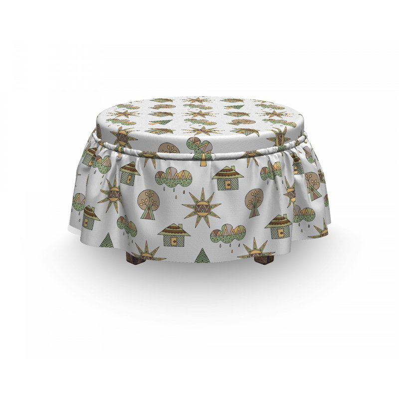 Housse pour repose-pieds en nuage d’arbres de soleil rain