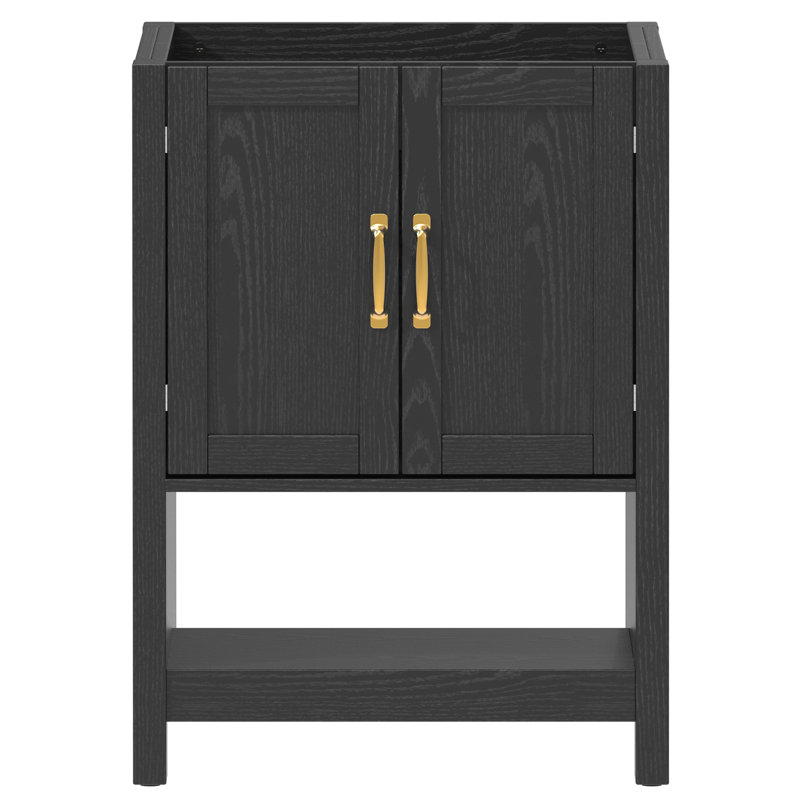 24'' Single Bathroom Vanity Base Only, Black, Gold