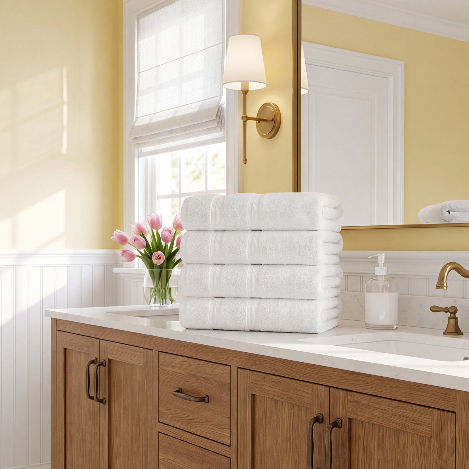 4-Piece Zero-Twist Cotton Towel Set, White