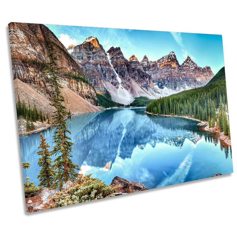 Mountains Canada Lake Forest Framed - Wrapped Canvas Print, 61cm H x 91.4cm W x 4cm D