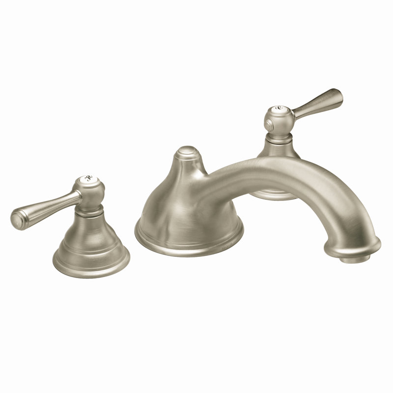 Kingsley Double Handle Deck Mounted Roman Tub Faucet Trim, Brushed Nickel