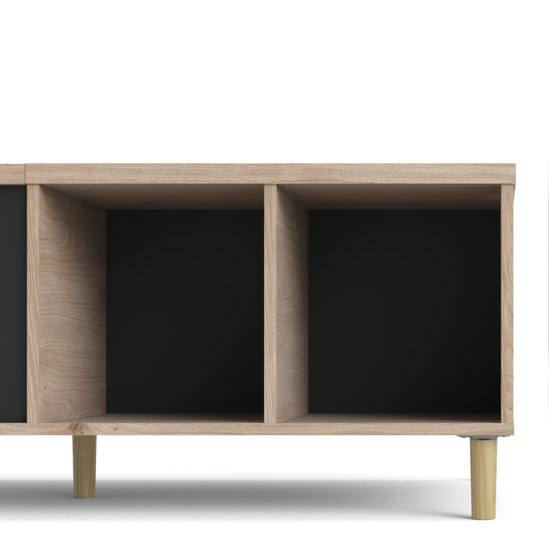 Gaen Four Leg Coffee Table with Storage, Black/Brown
