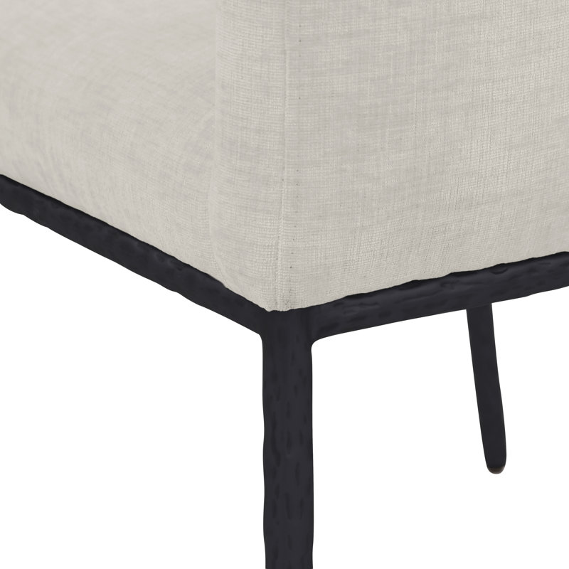 Chaise en chenille Reeves, Noir mat, Tissu chenille crème