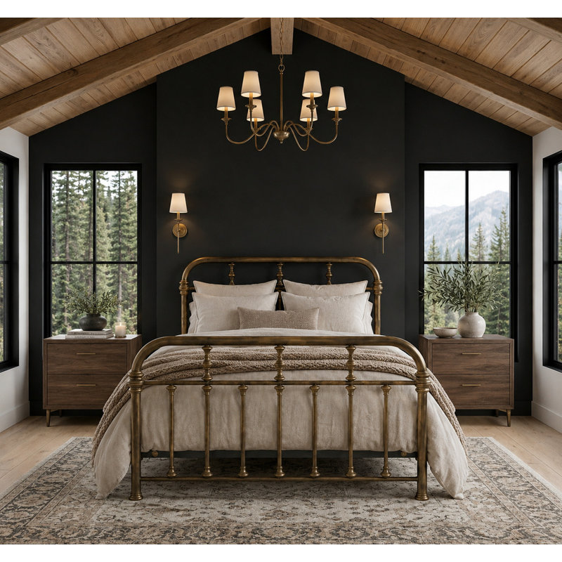 131 Custom Couture Bed | Complete Fancy Foot, Queen, Weathered Brass Lacquered