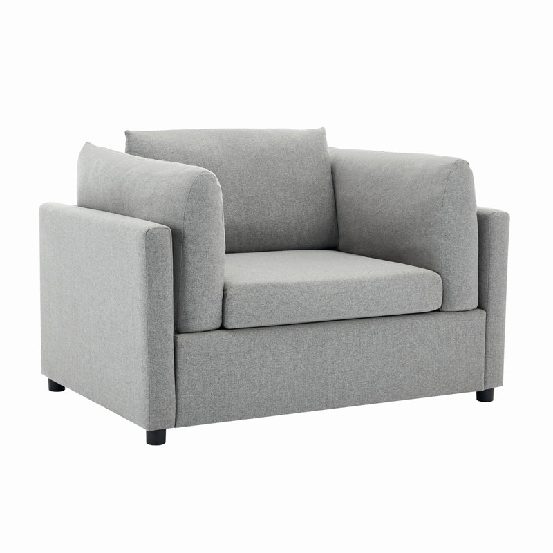 Linen 50" Wide Oversized Armchair with Ottoman, Light Gray Linen