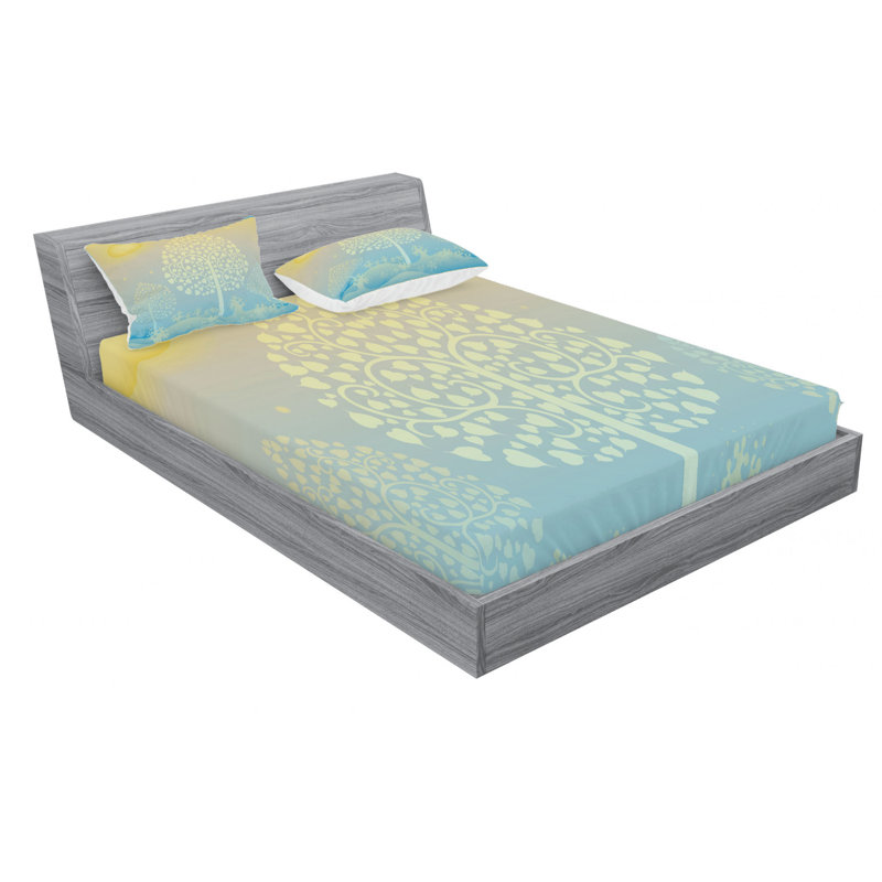 Microfiber Floral Sheet Set, Queen Sheet Set with Fitted Sheet